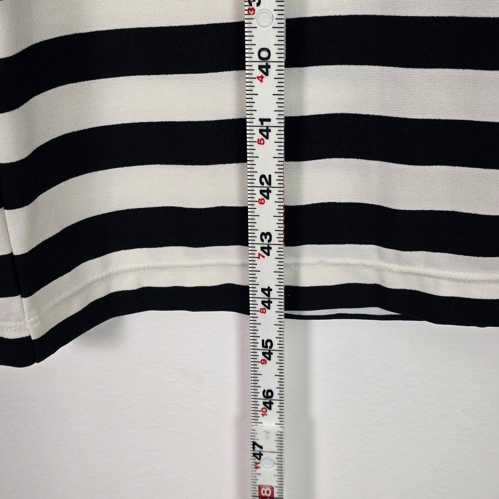 Landa Sheath Dress Women XL Black White Striped Stretch Mod Monochrome Workwear - Picture 6 of 9